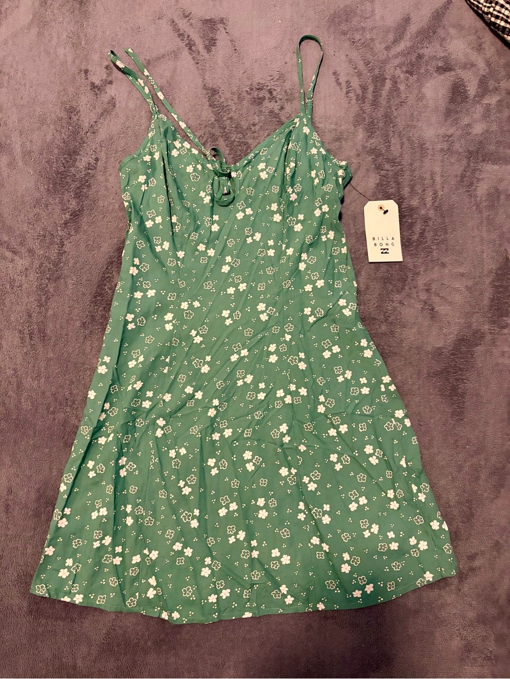 Billabong Green Floral Slip Mini Dress